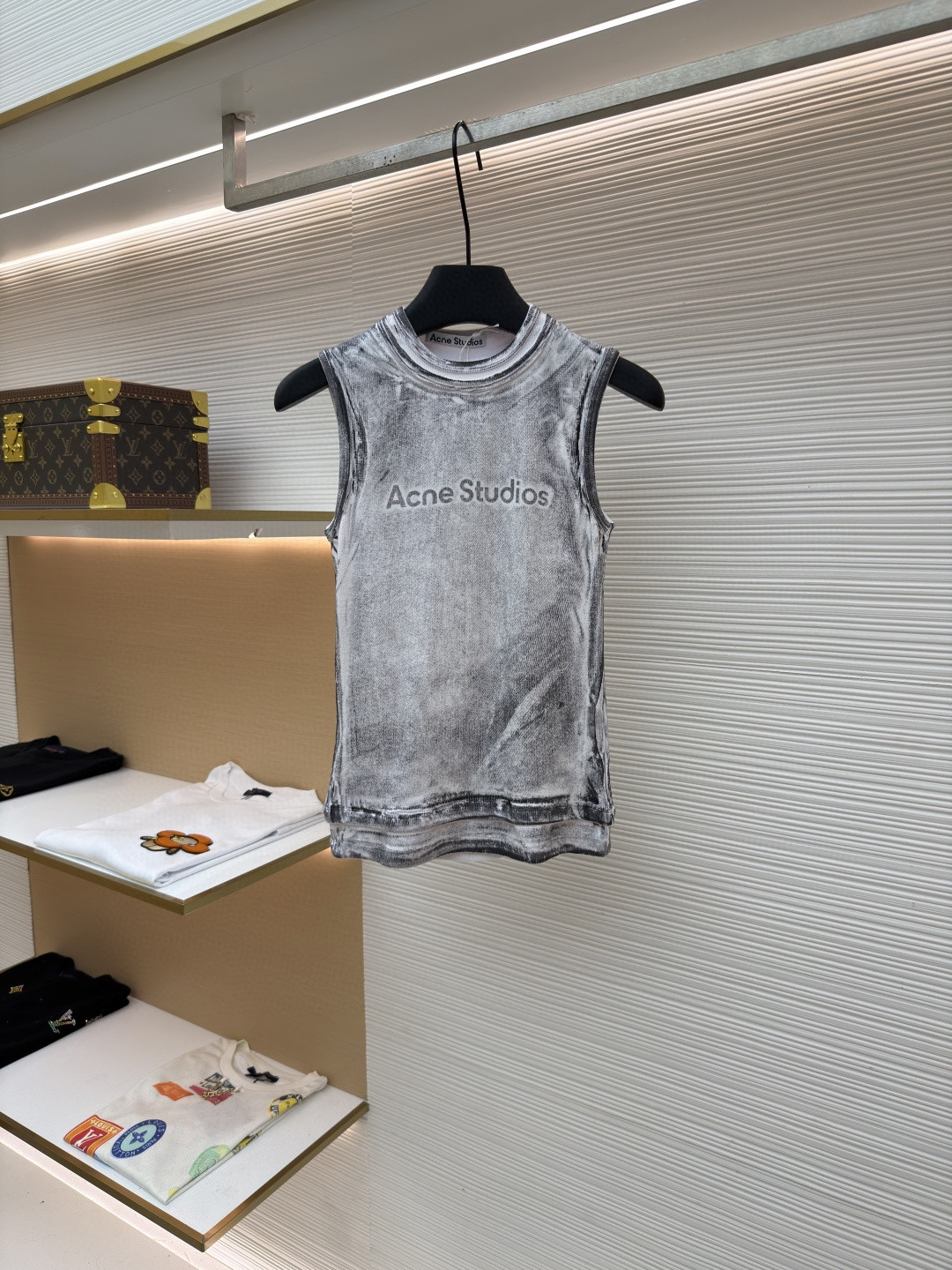 Acne Studios 假两件徽标印花无袖背心 女款 棕色 灰色 A0 AL0542-AC0