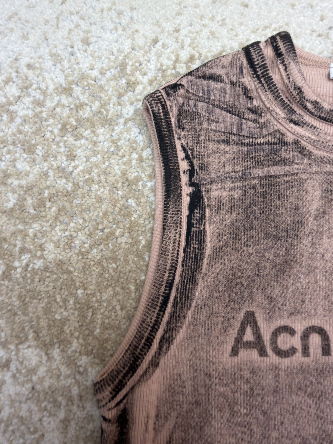 Acne Studios 假两件徽标印花无袖背心 女款 棕色 灰色 A0 AL0542-AC0