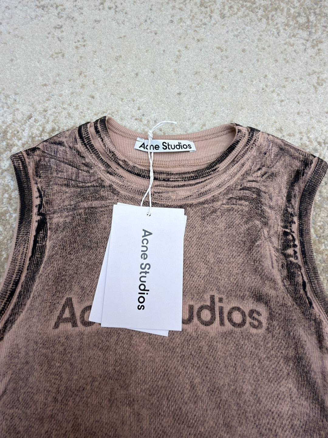 Acne Studios 假两件徽标印花无袖背心 女款 棕色 灰色 A0 AL0542-AC0