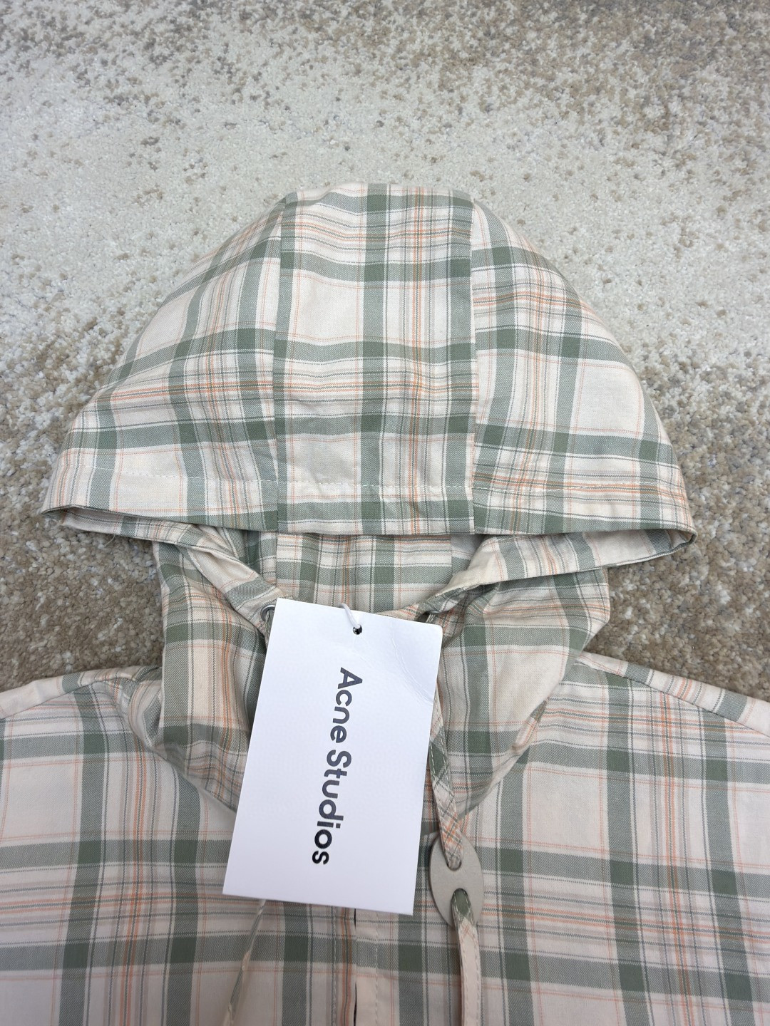 Acne Studios 刺绣格纹拉链连帽夹克 外套 长袖 女款 绿色 B5 A90716-AM2
