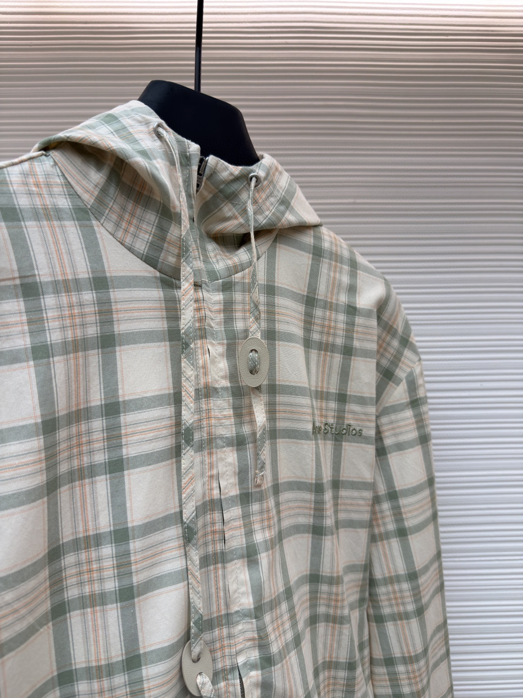 Acne Studios 刺绣格纹拉链连帽夹克 外套 长袖 女款 绿色 B5 A90716-AM2