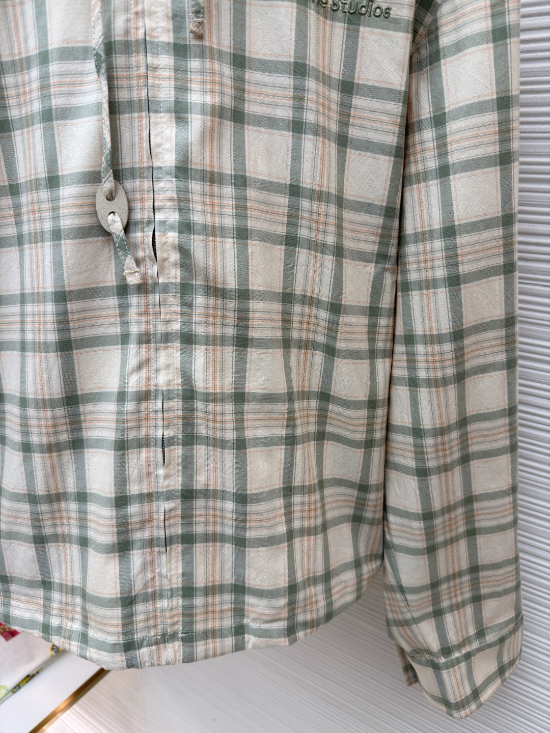 Acne Studios 刺绣格纹拉链连帽夹克 外套 长袖 女款 绿色 B5 A90716-AM2