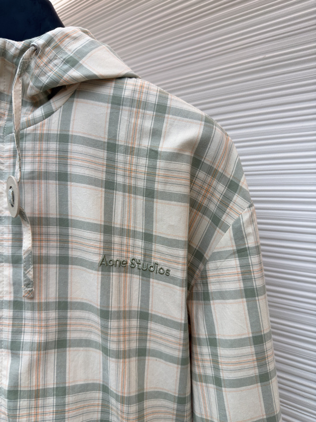 Acne Studios 刺绣格纹拉链连帽夹克 外套 长袖 女款 绿色 B5 A90716-AM2