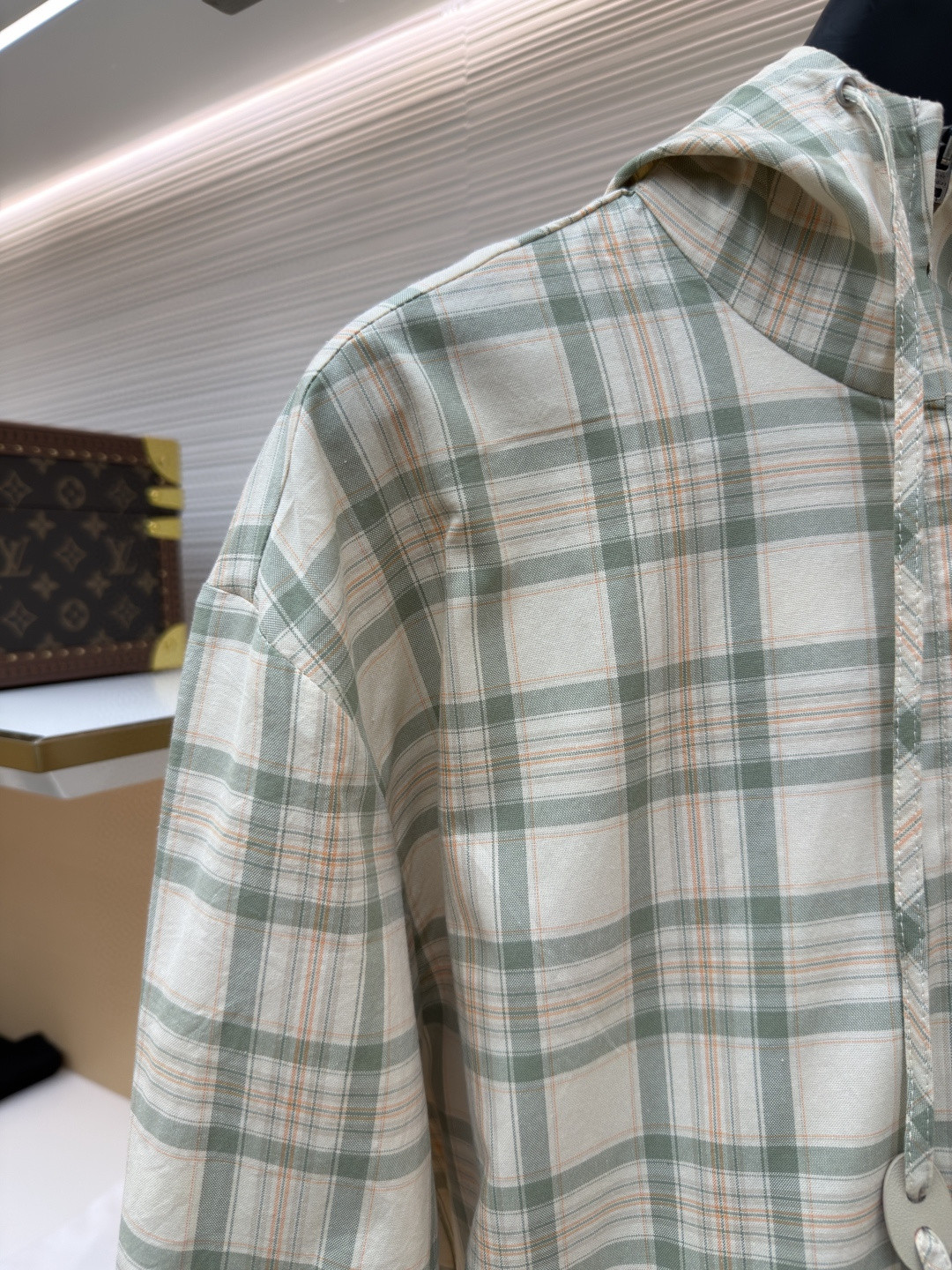 Acne Studios 刺绣格纹拉链连帽夹克 外套 长袖 女款 绿色 B5 A90716-AM2