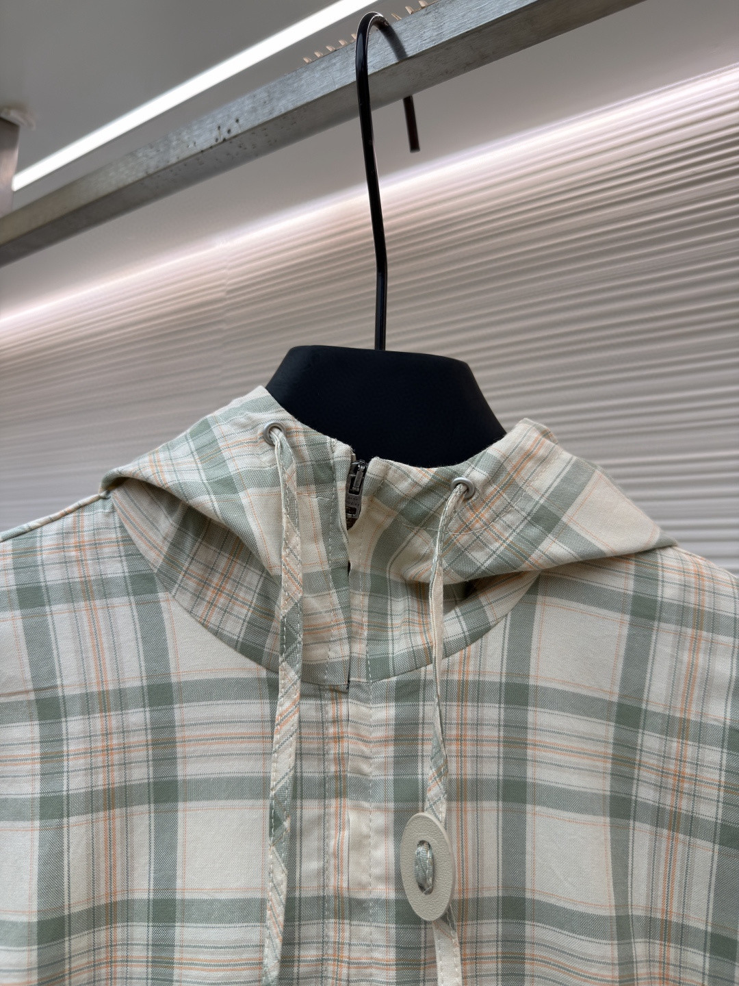 Acne Studios 刺绣格纹拉链连帽夹克 外套 长袖 女款 绿色 B5 A90716-AM2