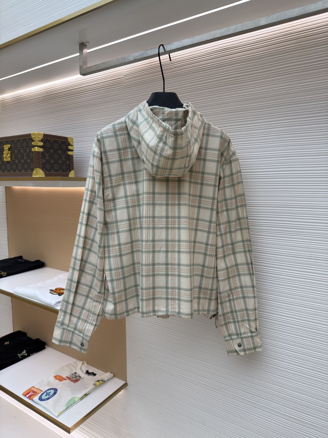 Acne Studios 刺绣格纹拉链连帽夹克 外套 长袖 女款 绿色 B5 A90716-AM2