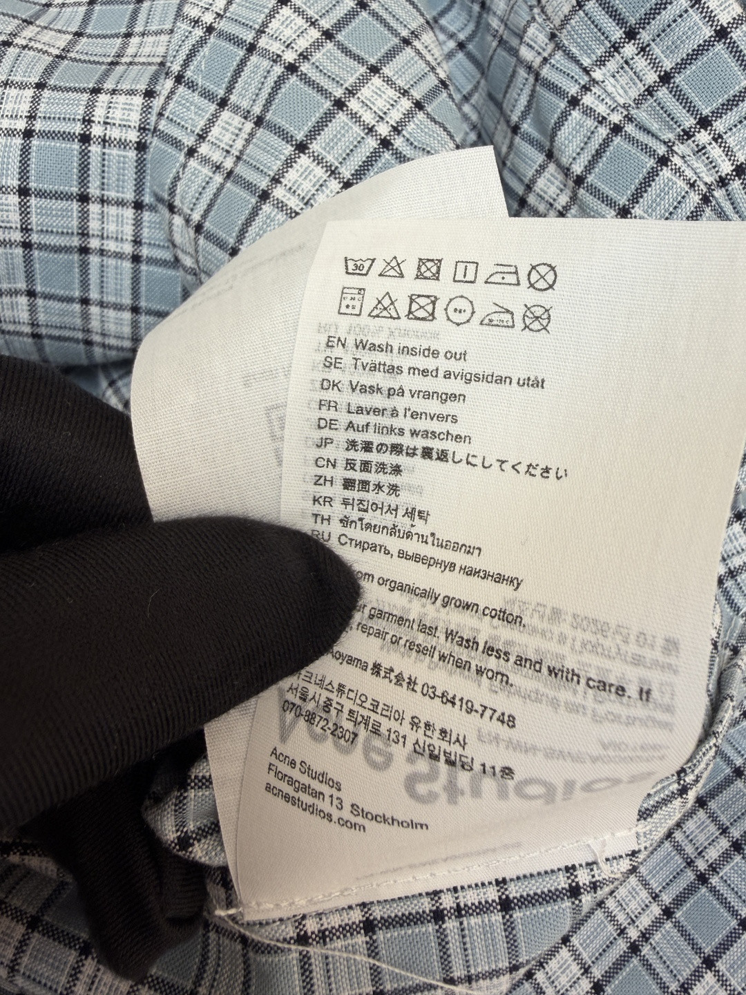 Acne Studios 刺绣格纹拉链连帽夹克 外套 长袖 女款 蓝色 B5 A90718-AF2