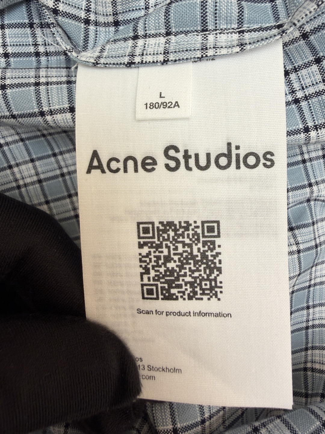 Acne Studios 刺绣格纹拉链连帽夹克 外套 长袖 女款 蓝色 B5 A90718-AF2