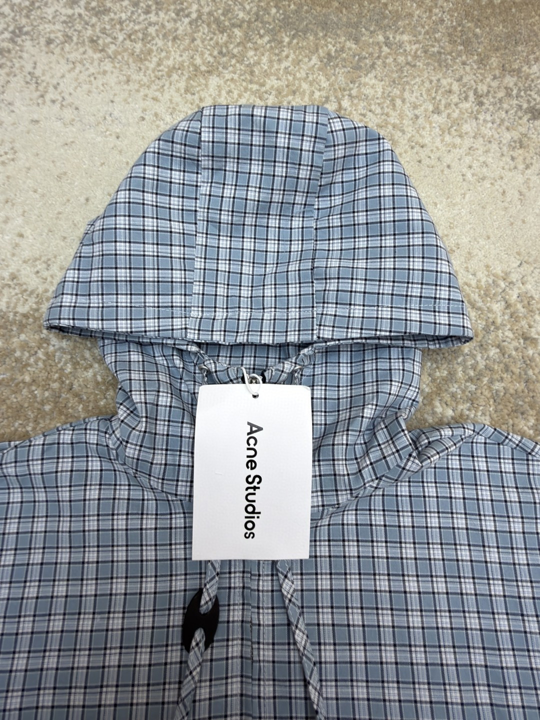 Acne Studios 刺绣格纹拉链连帽夹克 外套 长袖 女款 蓝色 B5 A90718-AF2