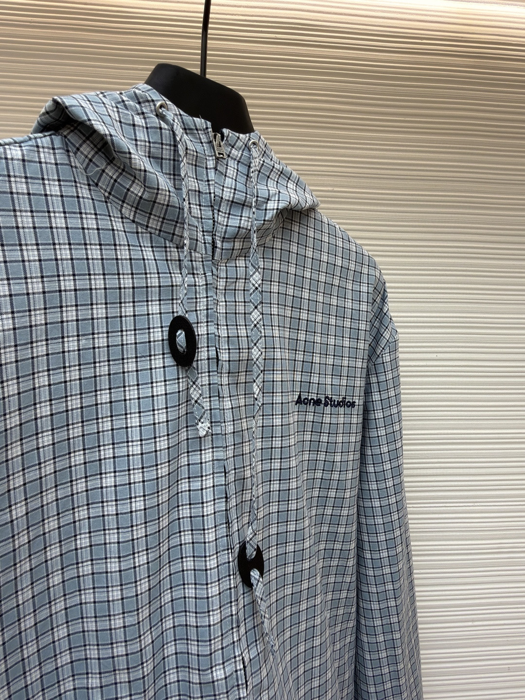 Acne Studios 刺绣格纹拉链连帽夹克 外套 长袖 女款 蓝色 B5 A90718-AF2