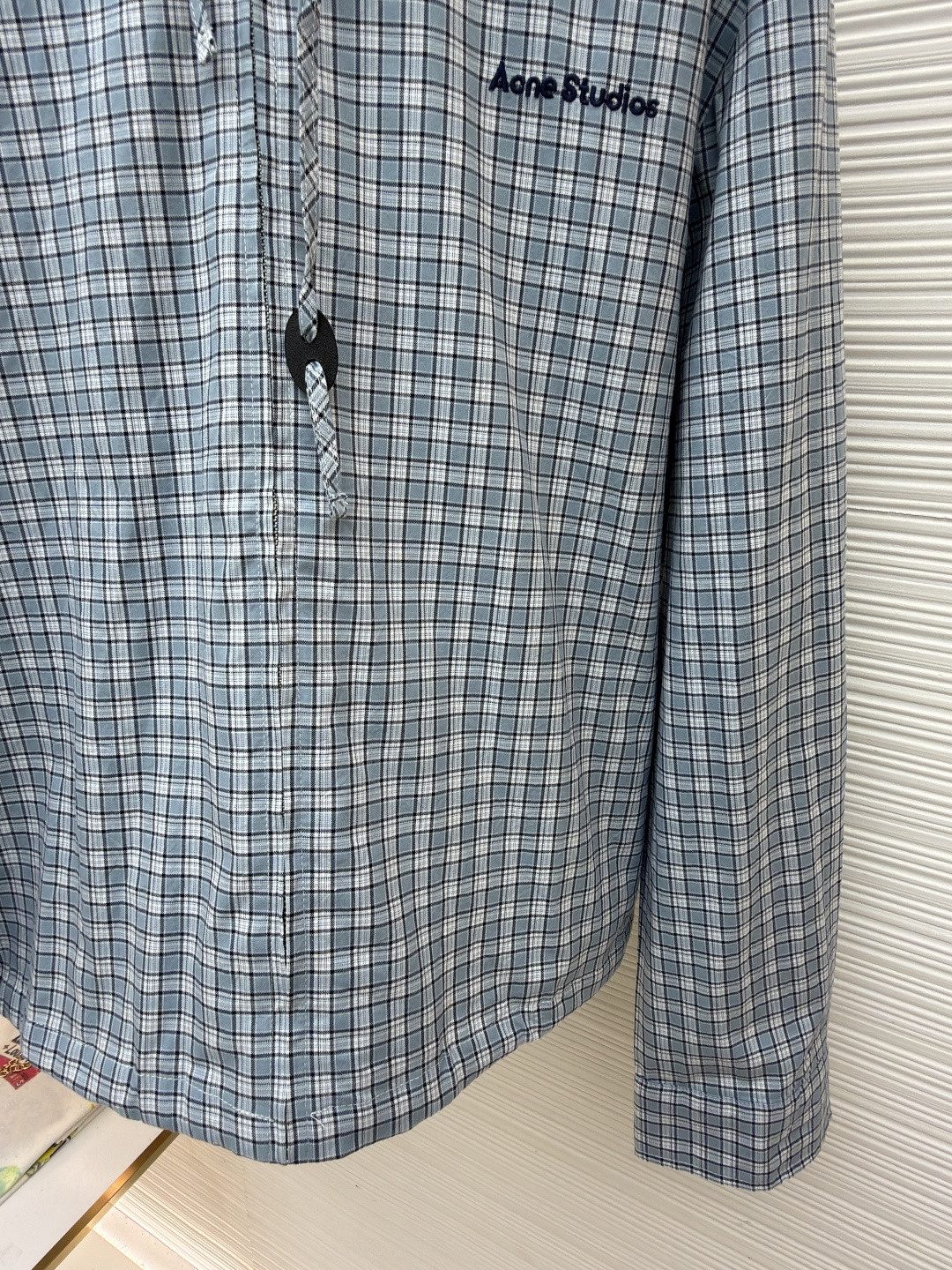 Acne Studios 刺绣格纹拉链连帽夹克 外套 长袖 女款 蓝色 B5 A90718-AF2