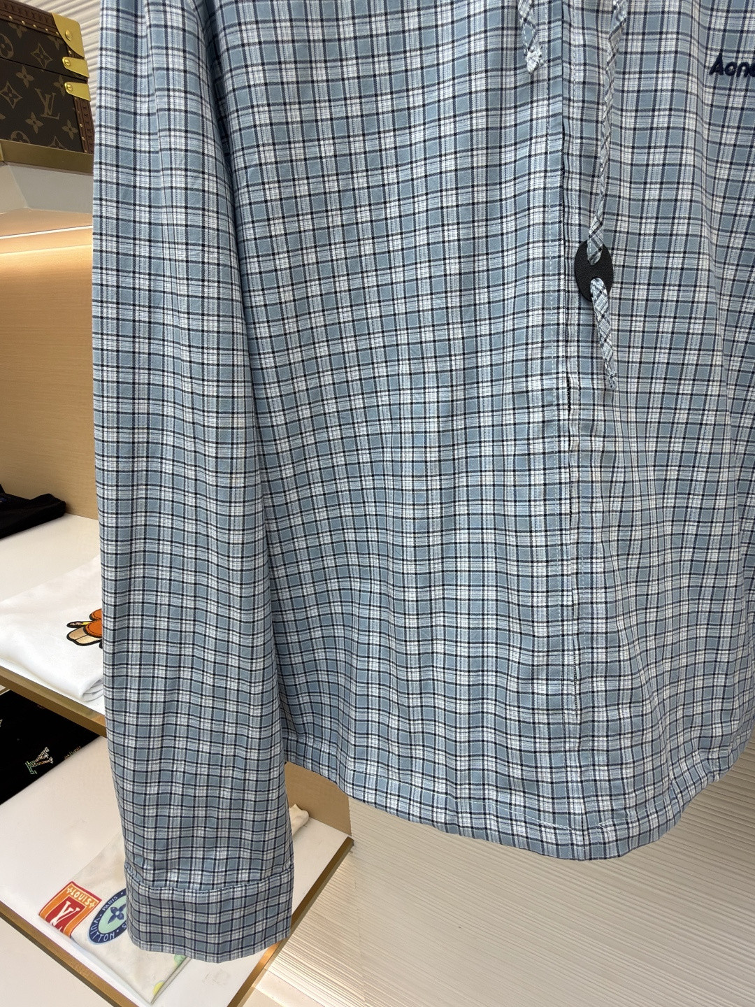 Acne Studios 刺绣格纹拉链连帽夹克 外套 长袖 女款 蓝色 B5 A90718-AF2