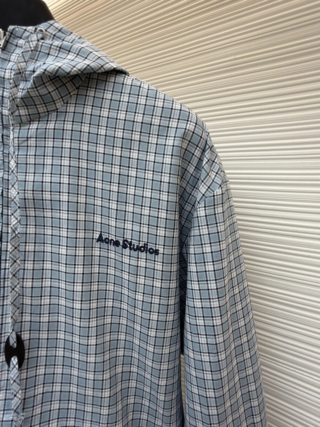 Acne Studios 刺绣格纹拉链连帽夹克 外套 长袖 女款 蓝色 B5 A90718-AF2
