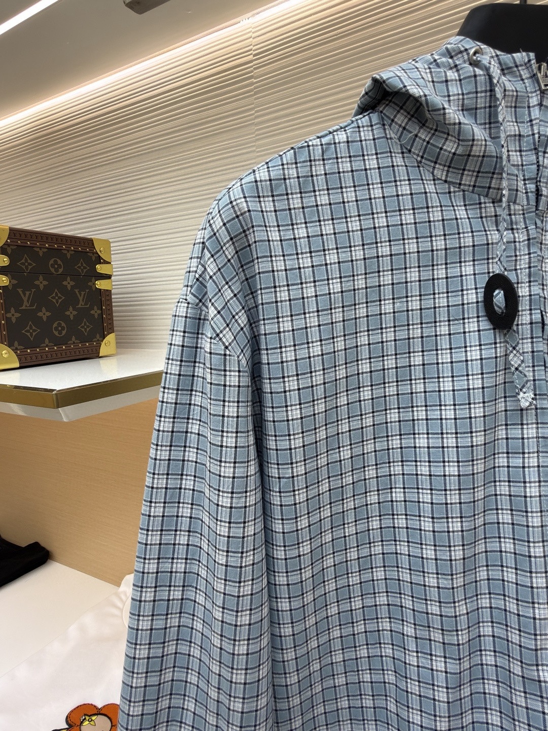 Acne Studios 刺绣格纹拉链连帽夹克 外套 长袖 女款 蓝色 B5 A90718-AF2
