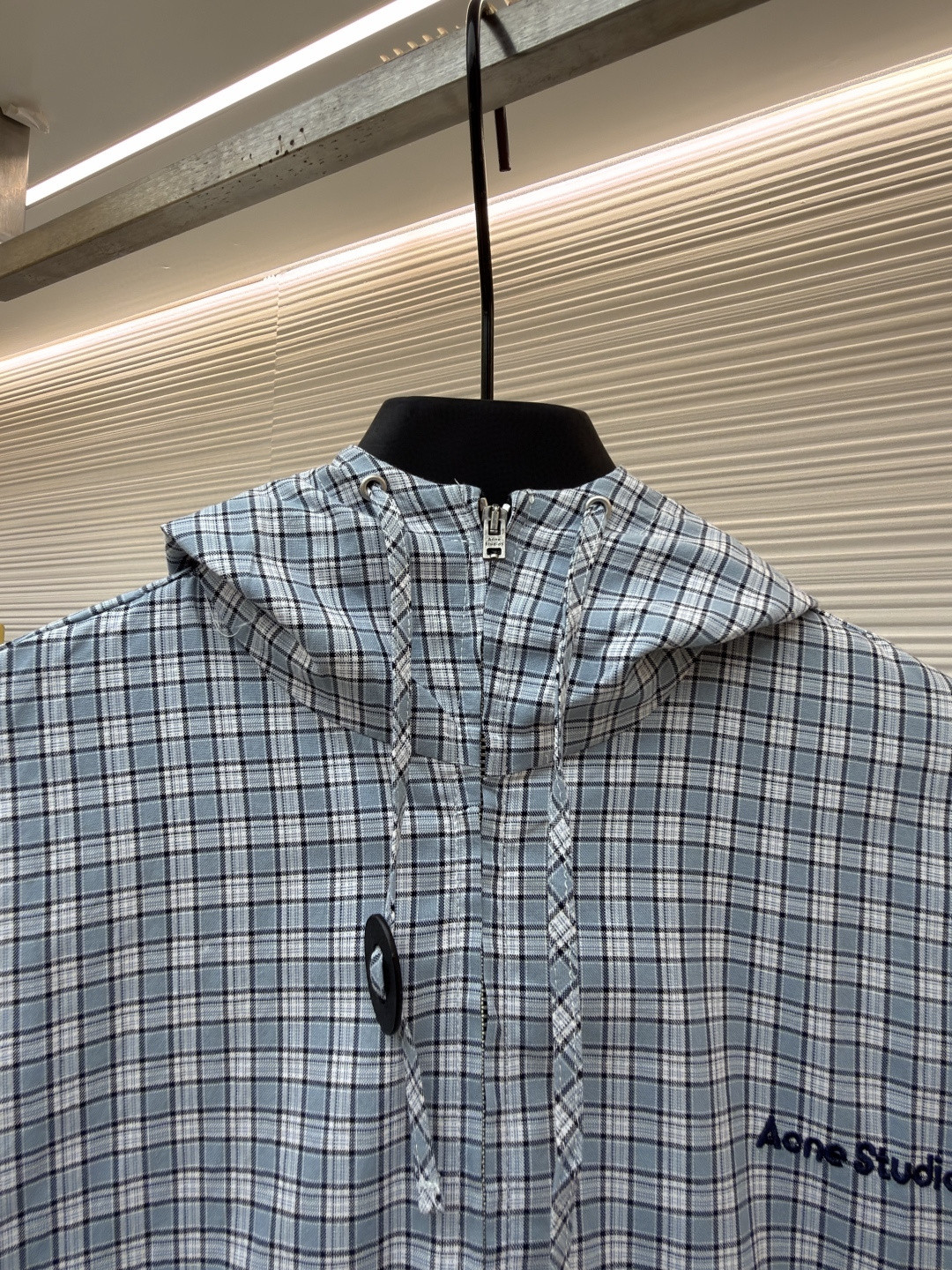 Acne Studios 刺绣格纹拉链连帽夹克 外套 长袖 女款 蓝色 B5 A90718-AF2