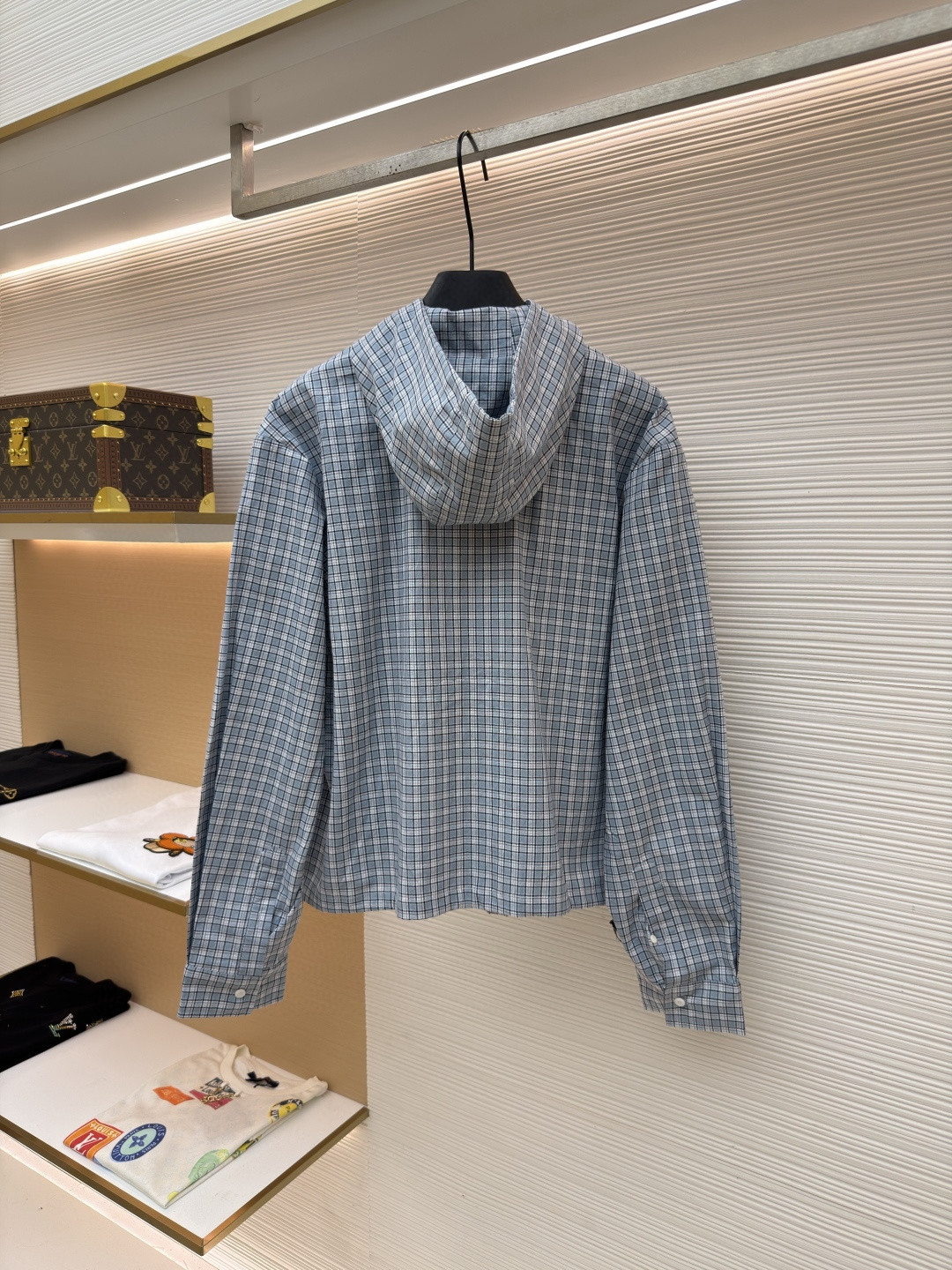 Acne Studios 刺绣格纹拉链连帽夹克 外套 长袖 女款 蓝色 B5 A90718-AF2
