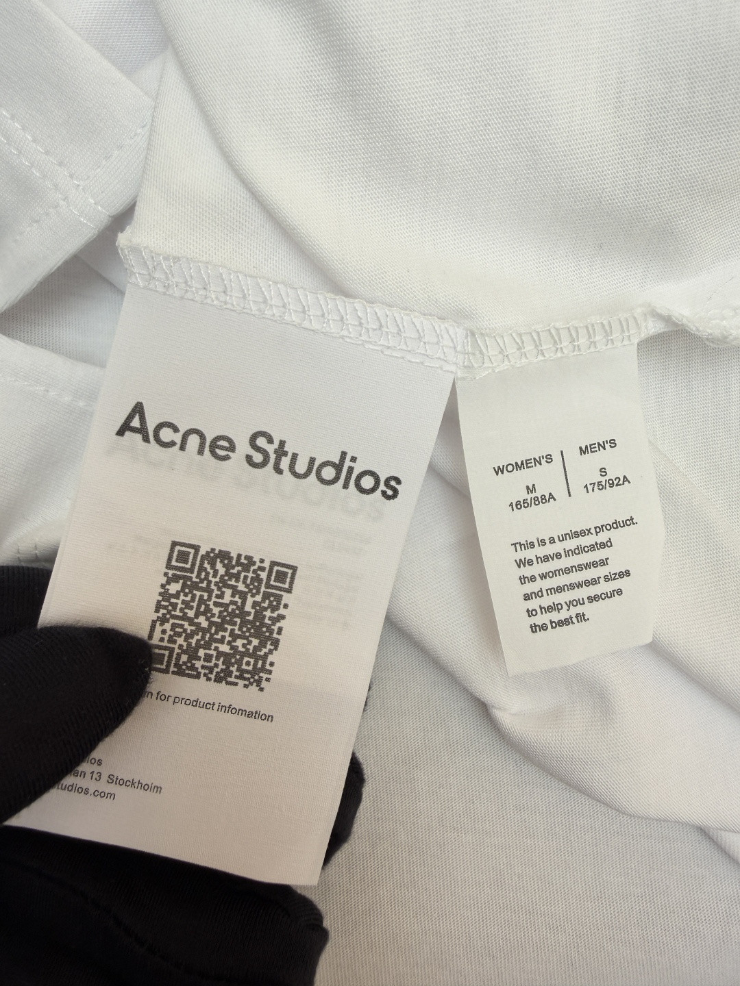 Acne Studios 袖口小标圆领T恤 打底衫 长袖 白色 黑色 A2 