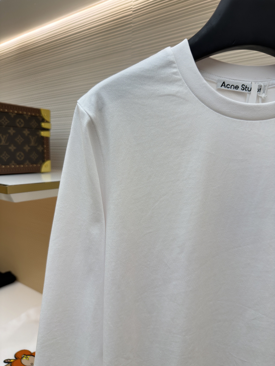 Acne Studios 袖口小标圆领T恤 打底衫 长袖 白色 黑色 A2 