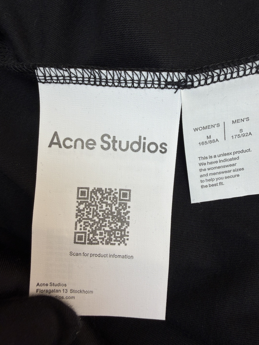 Acne Studios 袖口小标圆领T恤 打底衫 长袖 白色 黑色 A2 