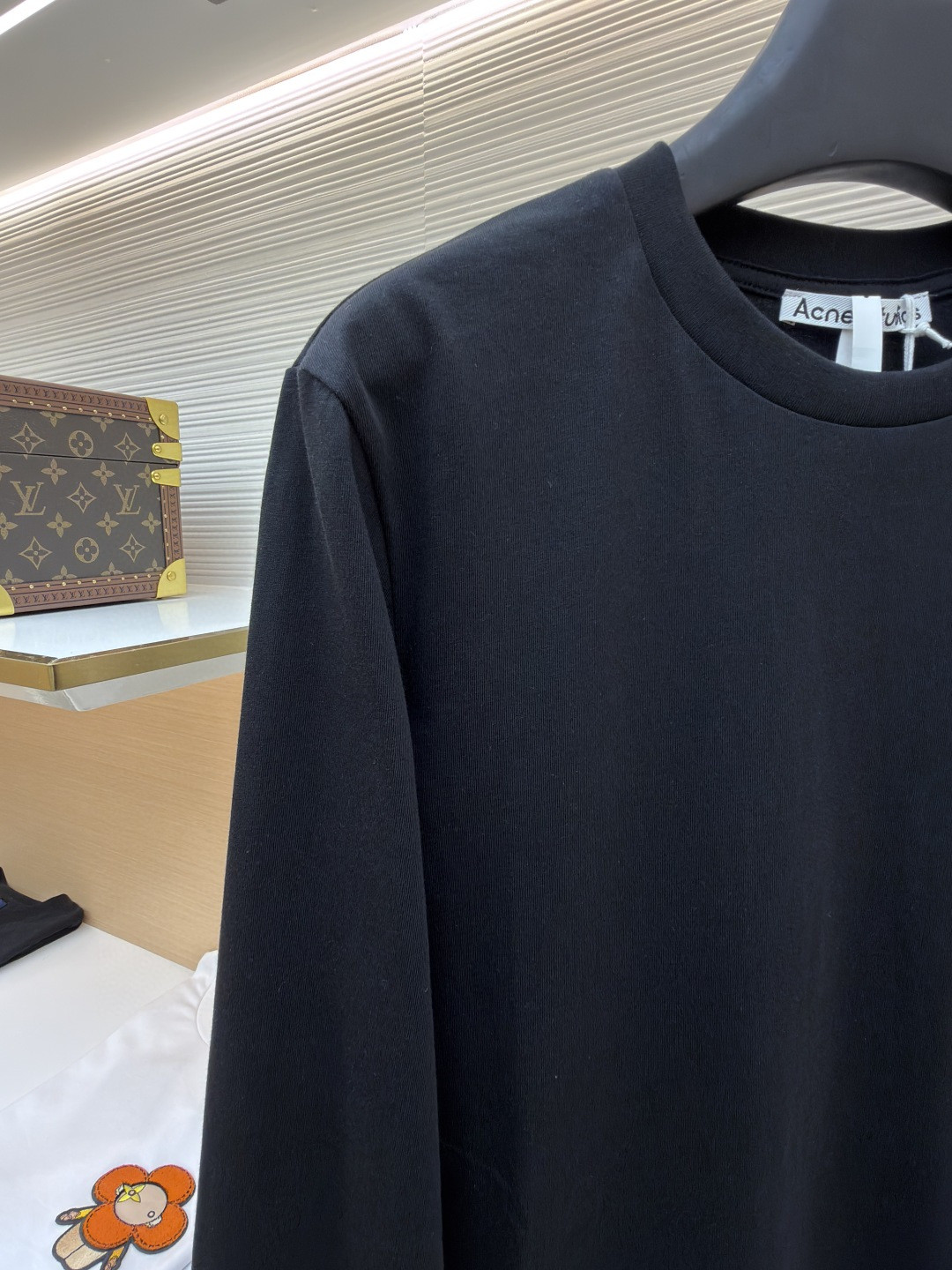 Acne Studios 袖口小标圆领T恤 打底衫 长袖 白色 黑色 A2 