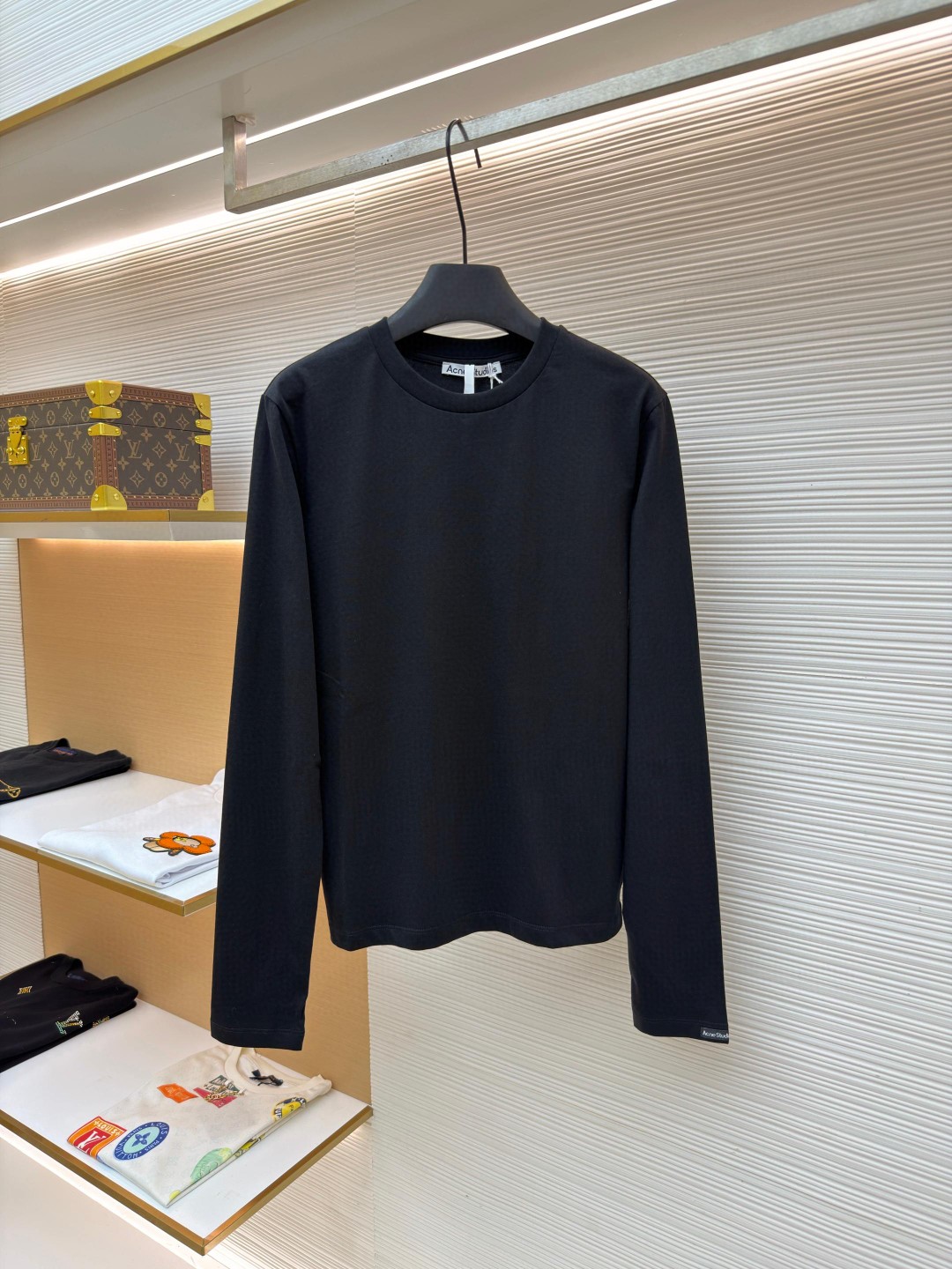 Acne Studios 袖口小标圆领T恤 打底衫 长袖 白色 黑色 A2 