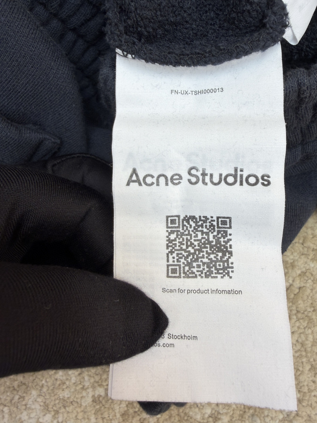 Acne Studios 1996后袋印花水洗运动裤 卫裤 休闲裤 长裤 裤子 黑色 A7