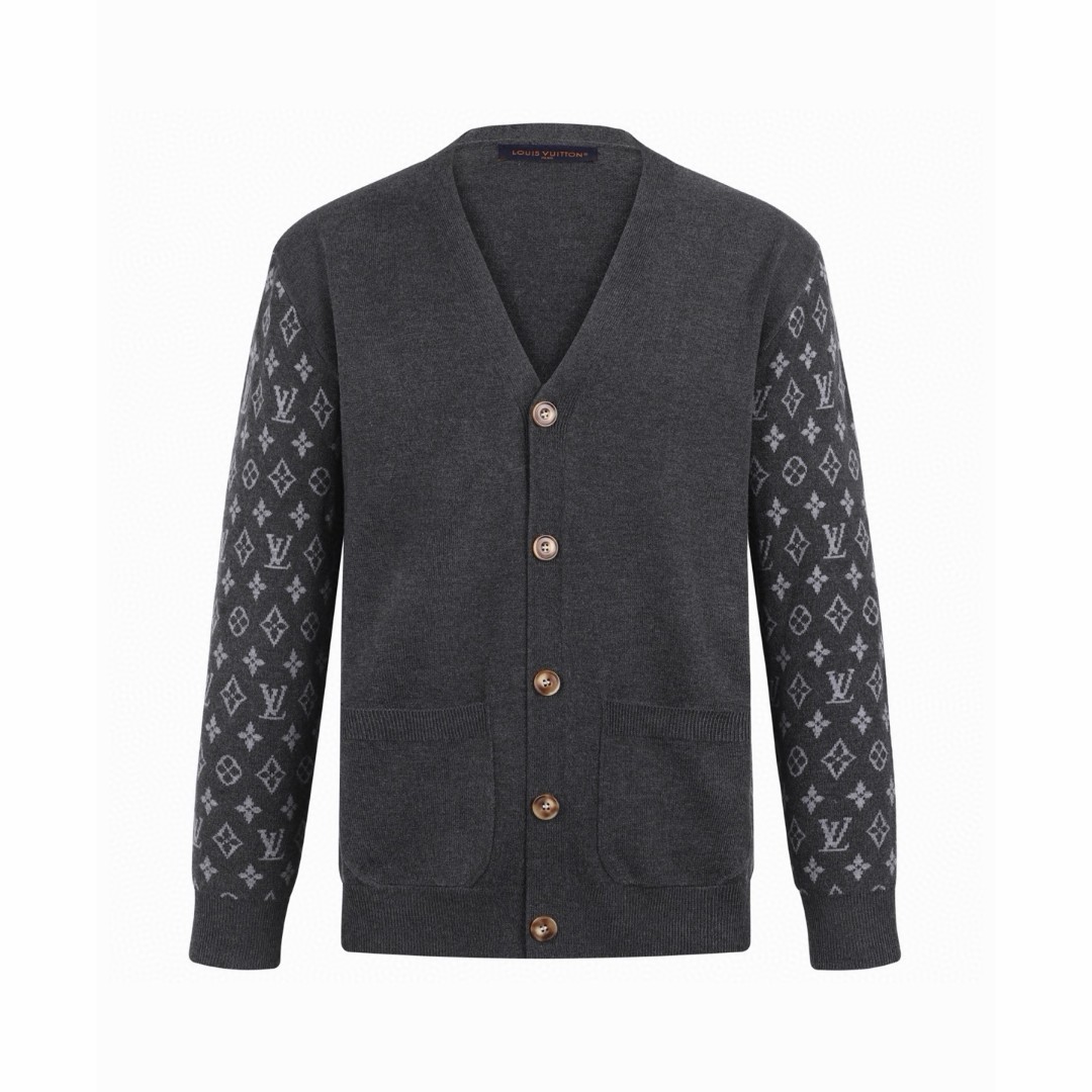 LOUIS VUITTON 路易威登 山羊绒混纺针织开衫 针织衫 毛衣 外套 灰色 B0 1AATM2