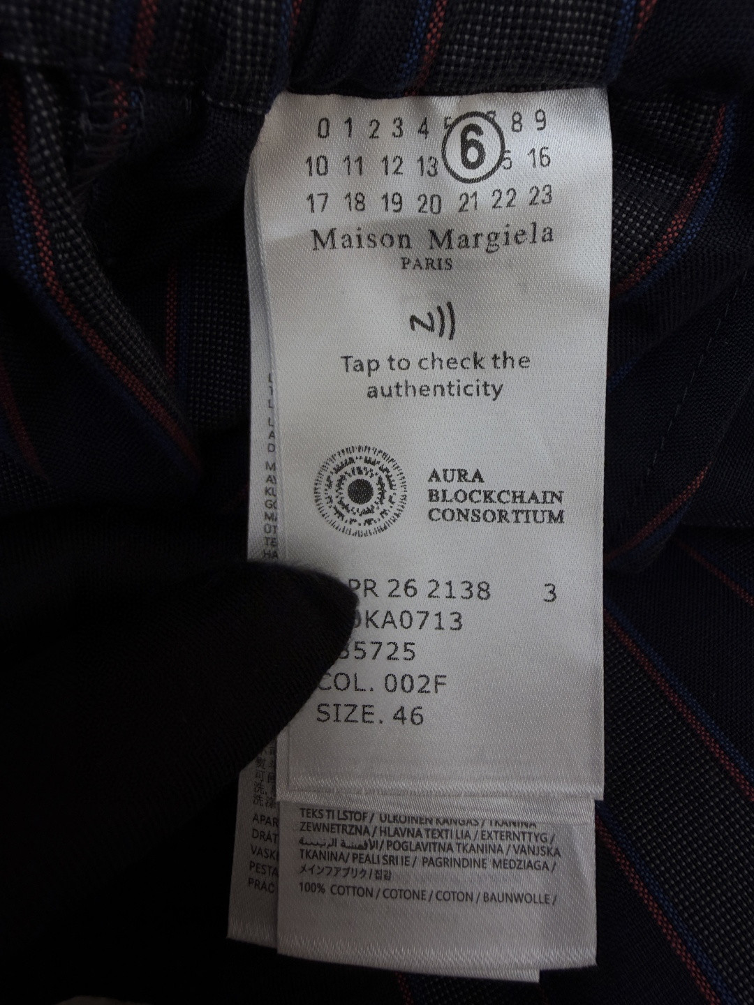 Maison Margiela 马吉拉条纹松紧腰直筒休闲裤 长裤 裤子 蓝灰色 奶杏色 B0 S50KA0713M35725
