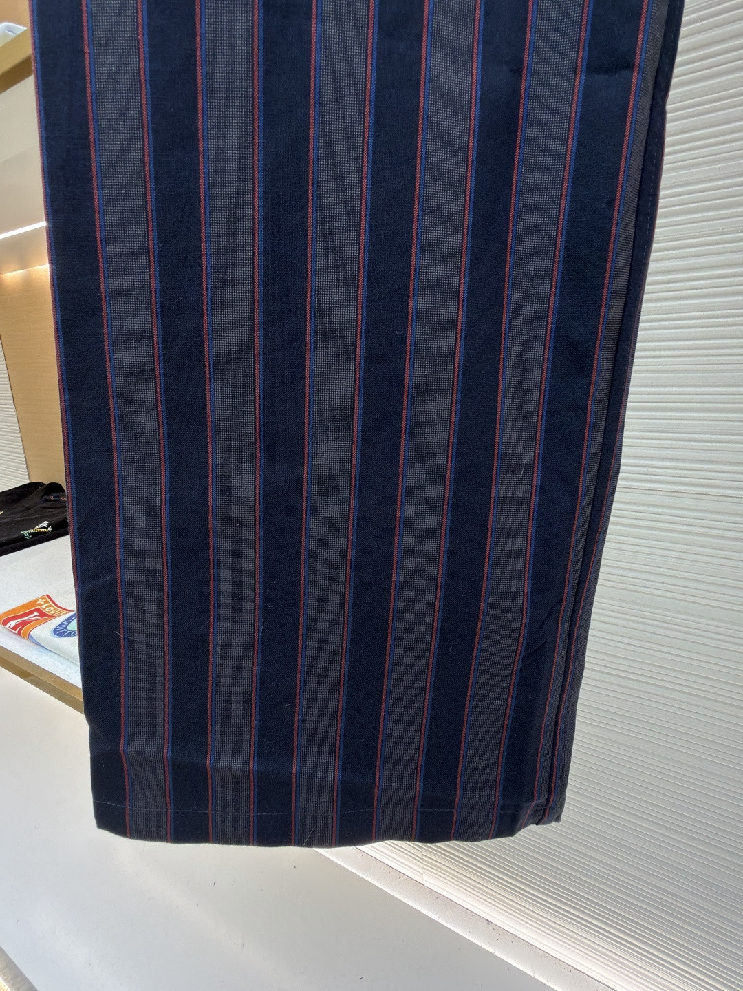 Maison Margiela 马吉拉条纹松紧腰直筒休闲裤 长裤 裤子 蓝灰色 奶杏色 B0 S50KA0713M35725