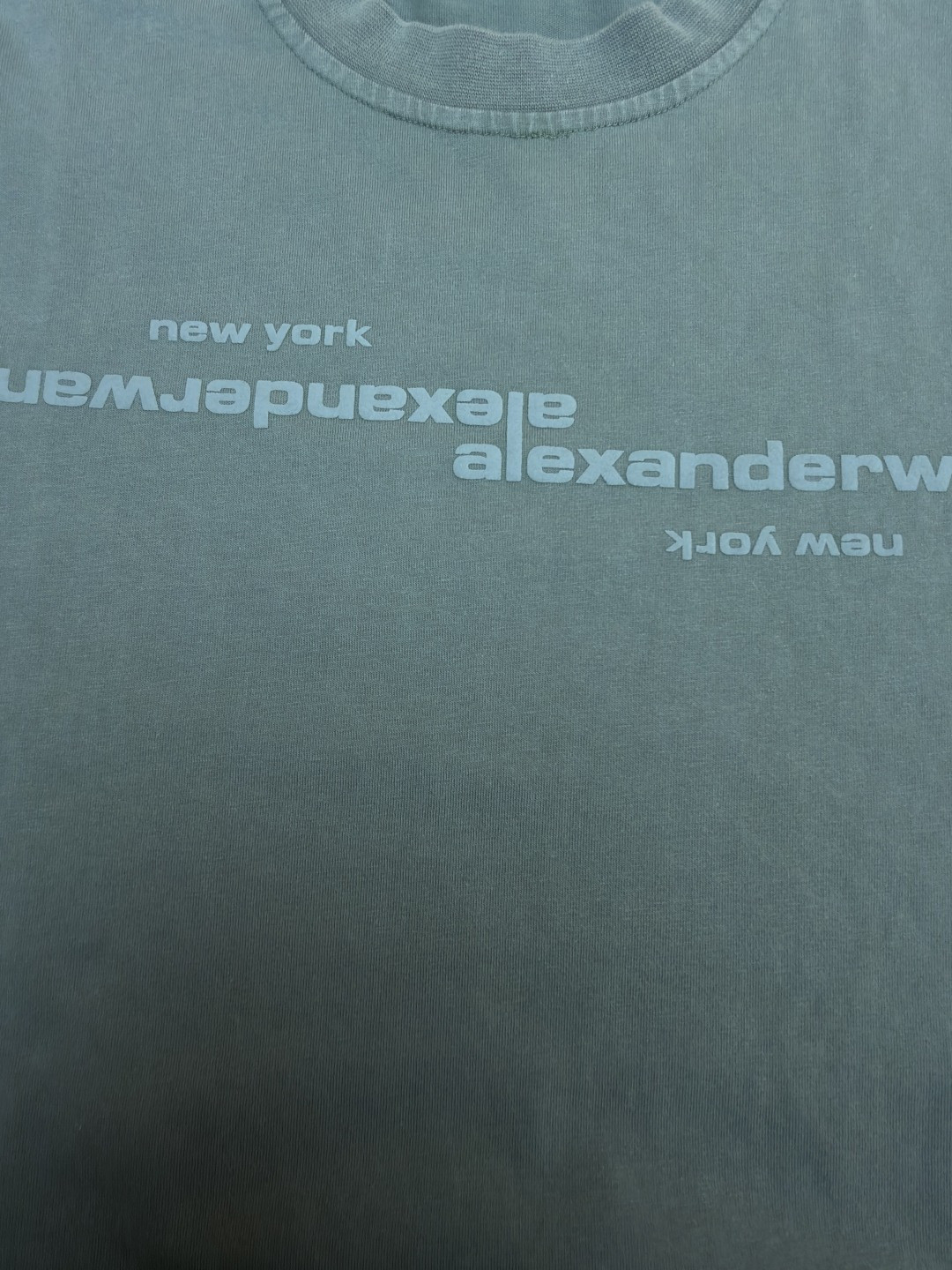 Alexander Wang 亚历山大王 发泡绒面字母水洗做旧圆领T恤 短袖 夏款 蓝色 绿色 A0 UCC3261926
