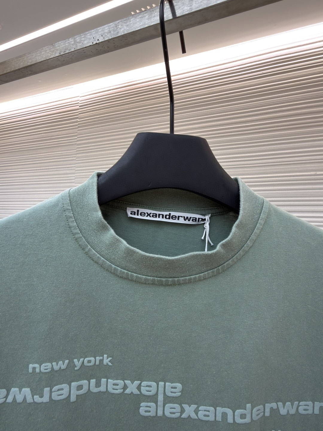 Alexander Wang 亚历山大王 发泡绒面字母水洗做旧圆领T恤 短袖 夏款 蓝色 绿色 A0 UCC3261926