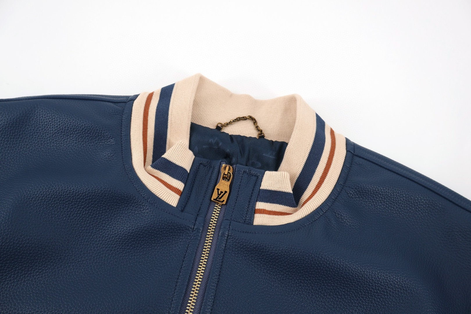LOUIS VUITTON 路易威登 荔枝皮拼接撞色棒球服外套 夹克 蓝色 C0 1AK6UZ