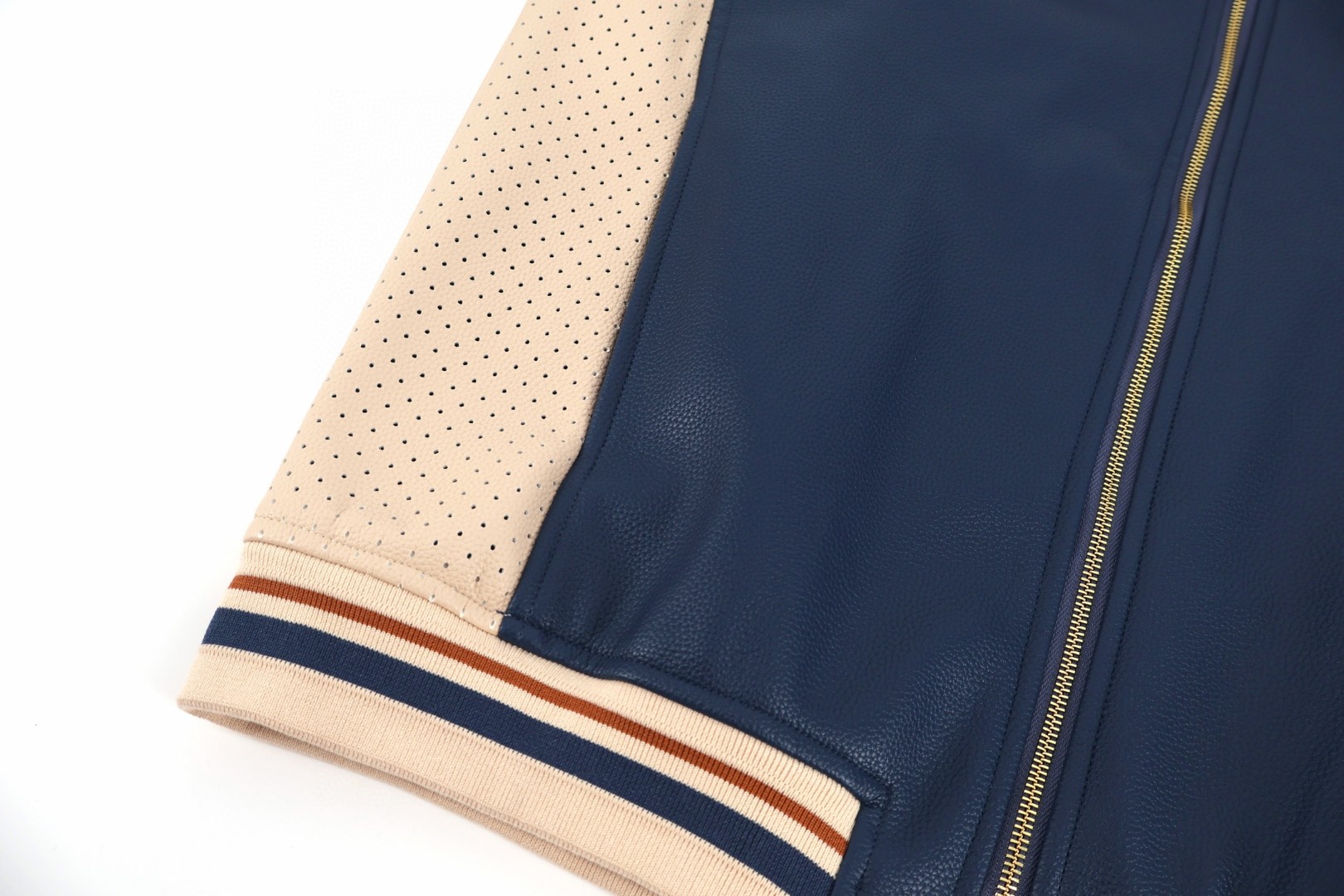 LOUIS VUITTON 路易威登 荔枝皮拼接撞色棒球服外套 夹克 蓝色 C0 1AK6UZ