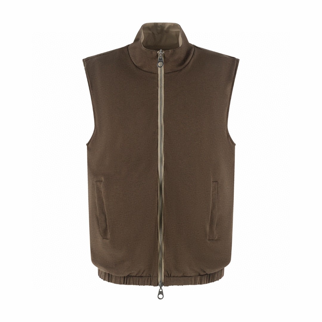 Loro Piana LP 双面两穿拉链立领马甲 背心 外套 黑色 杏色 B5 FAP9759-5D41