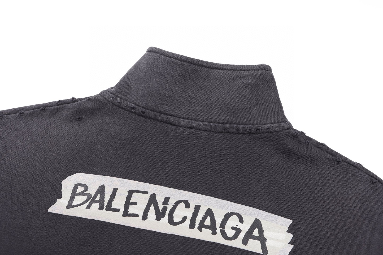 Balenciaga 巴黎世家 胶带logo印花半拉链卫衣 外套 长袖 黑色 B0 850438TTVL71041