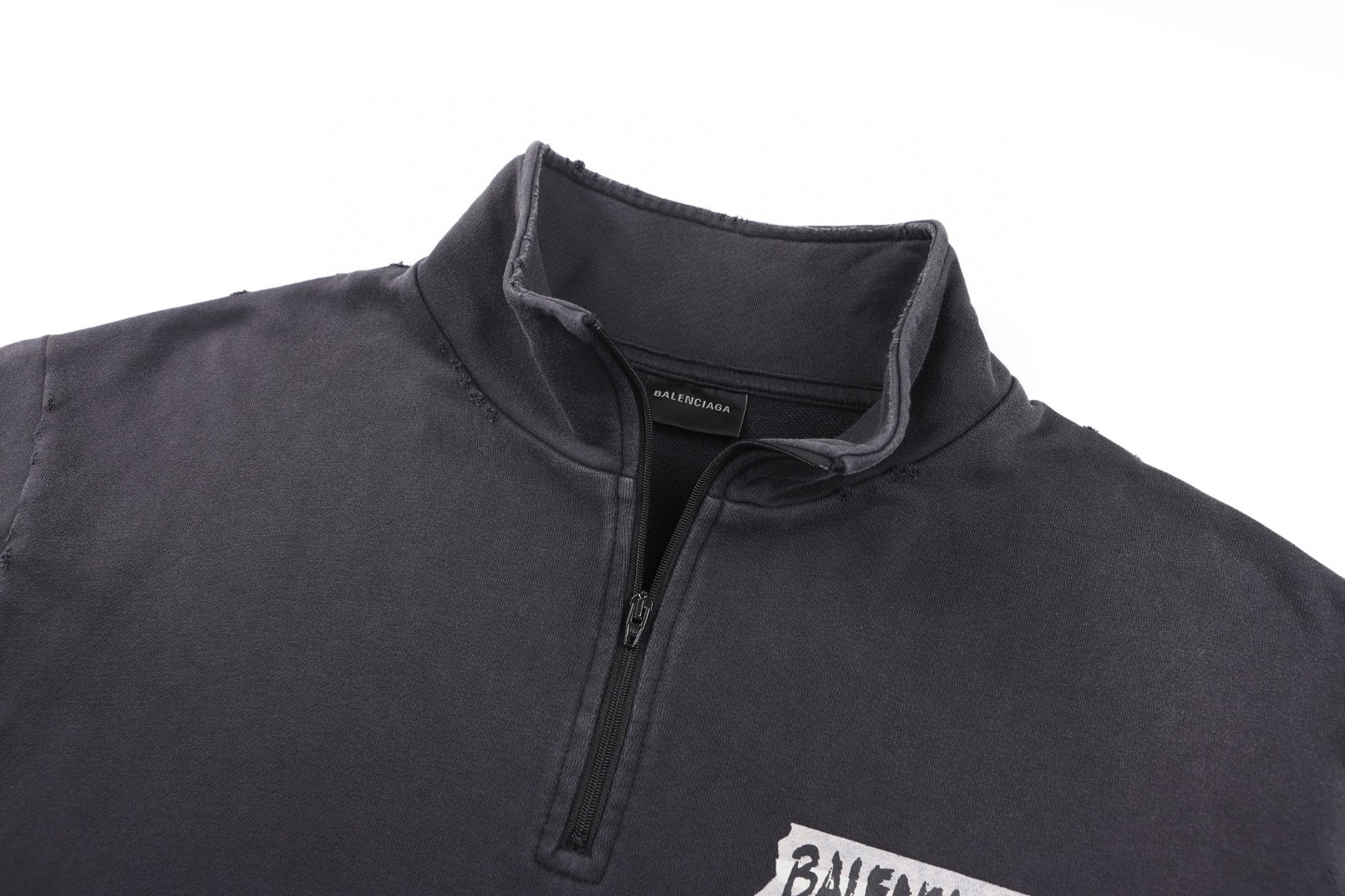 Balenciaga 巴黎世家 胶带logo印花半拉链卫衣 外套 长袖 黑色 B0 850438TTVL71041