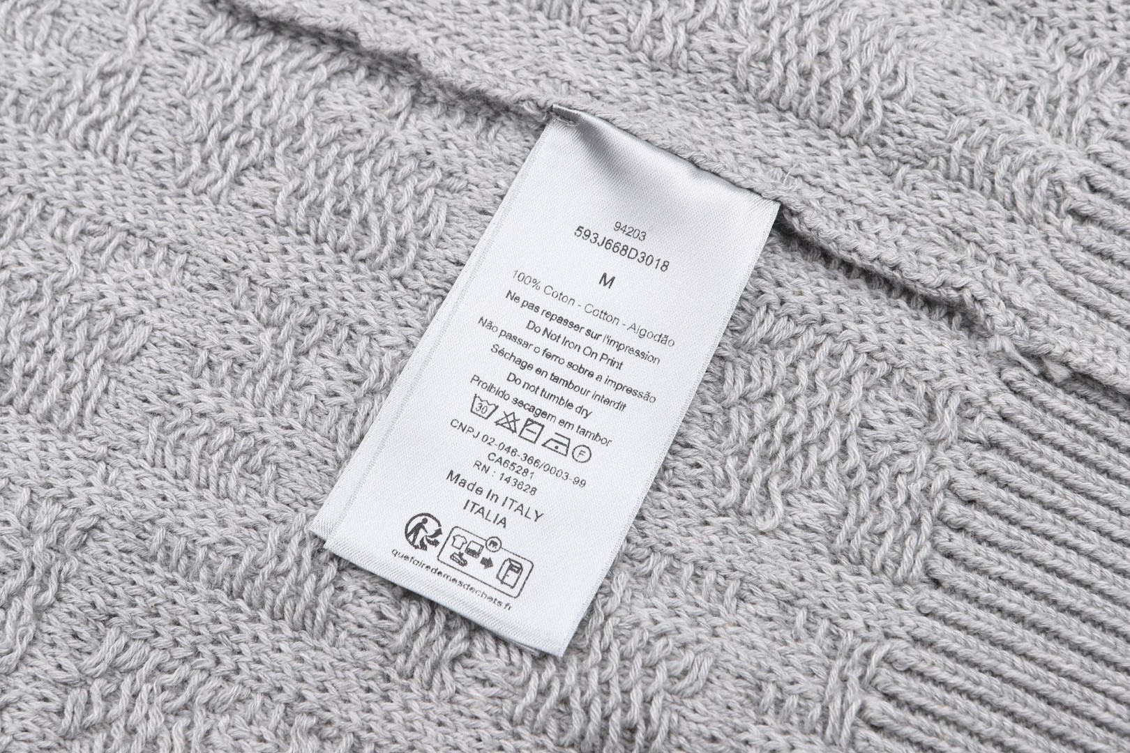 DIOR 迪奥 提花标识针织开衫 毛衣 针织衫 外套 长袖 灰色 B0 513M634A7003-C880