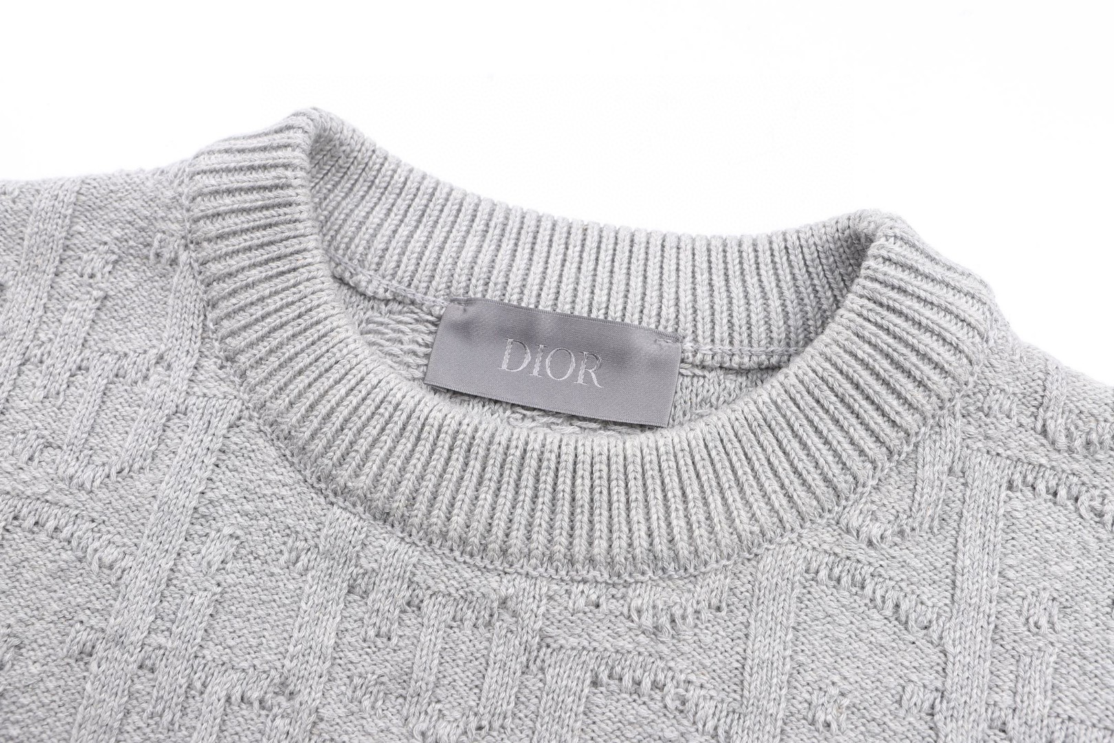 DIOR 迪奥 提花标识针织开衫 毛衣 针织衫 外套 长袖 灰色 B0 513M634A7003-C880