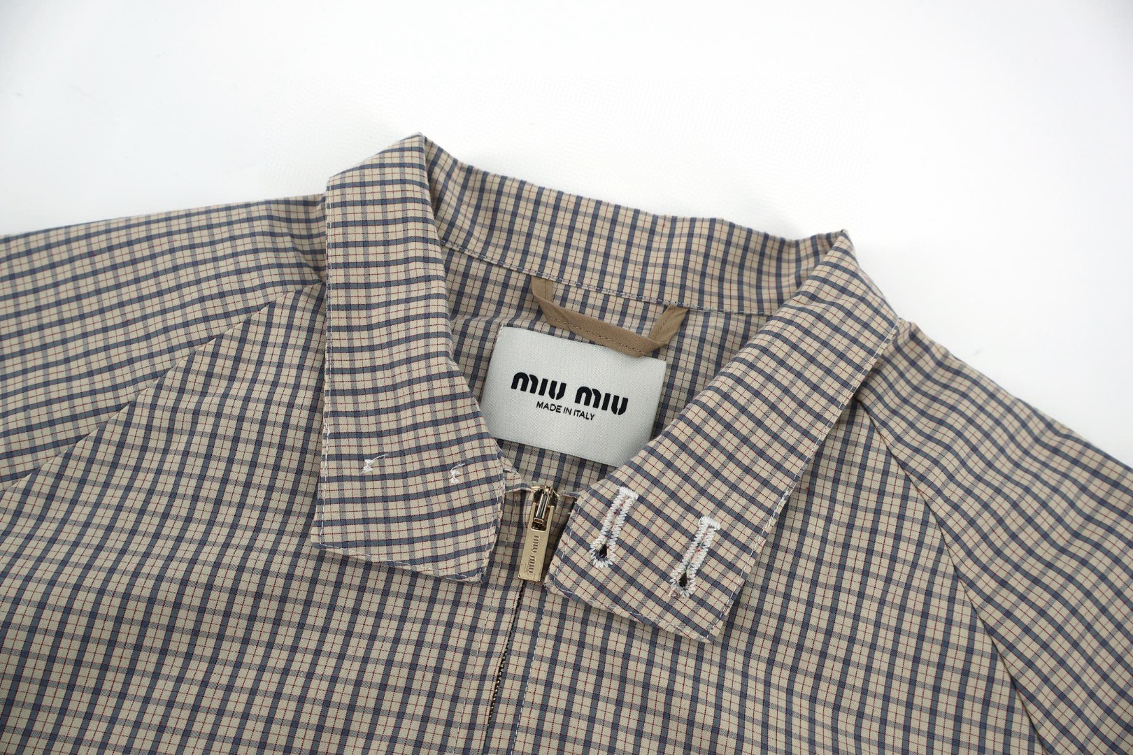 MIU MIU 缪缪 l格纹拉链立领夹克 外套 长袖 B5
