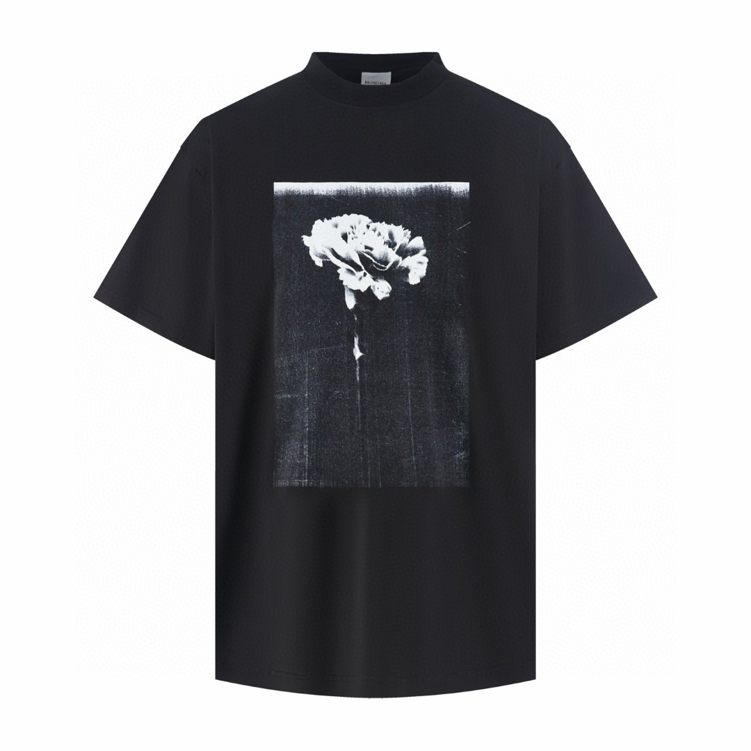 Balenciaga 巴黎世家 复古花卉圆领短袖 T恤 圆领 夏季 黑色 A2 850345TUVZ81000