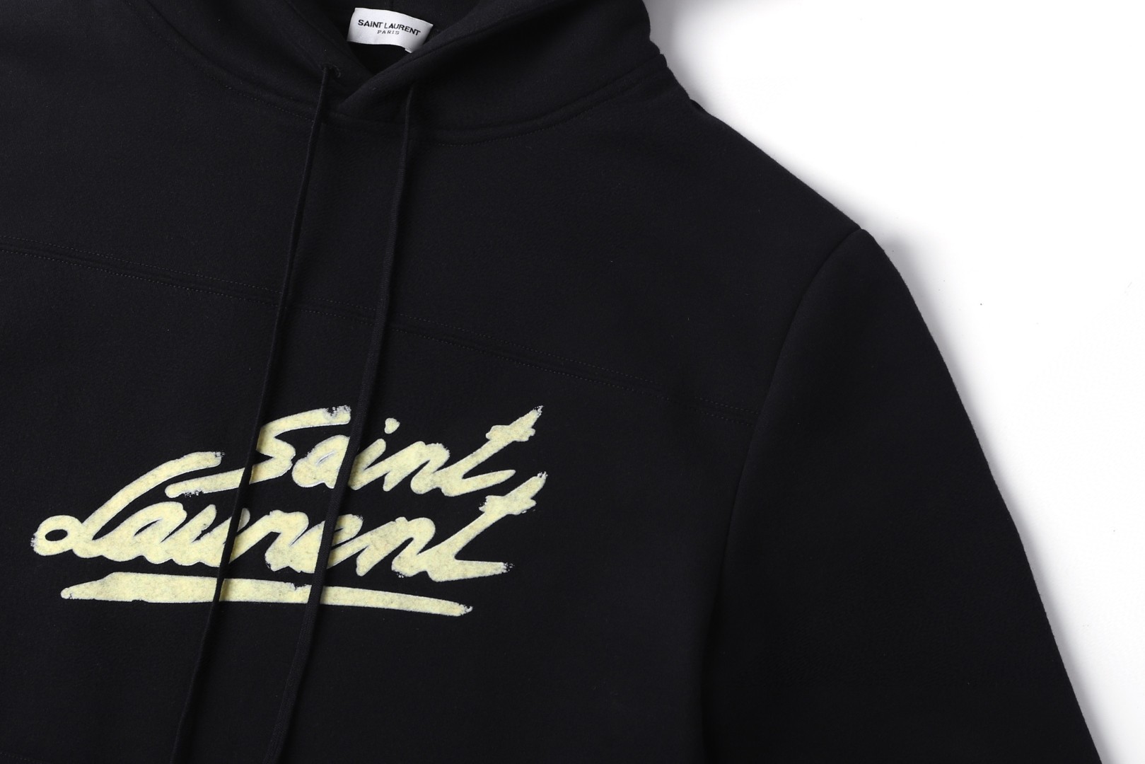 SAINT LAURENT 圣罗兰 logo印花连帽卫衣 外套 长袖 黑色 B0 677263YBVB21095