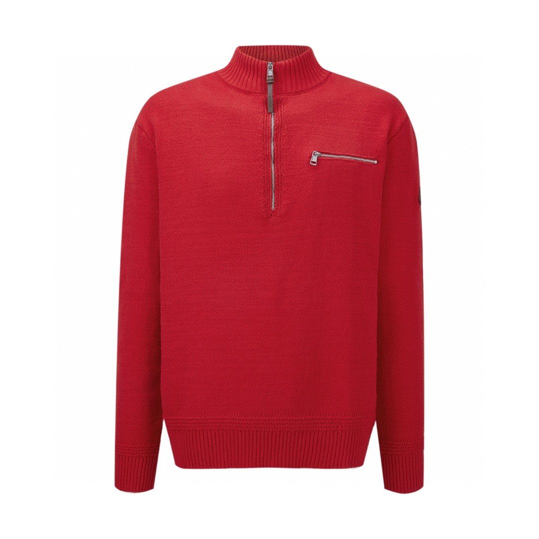 Moncler 蒙口 针织半拉链毛衣 针织衫 外套 红色 B5 L20919F00001M4281425