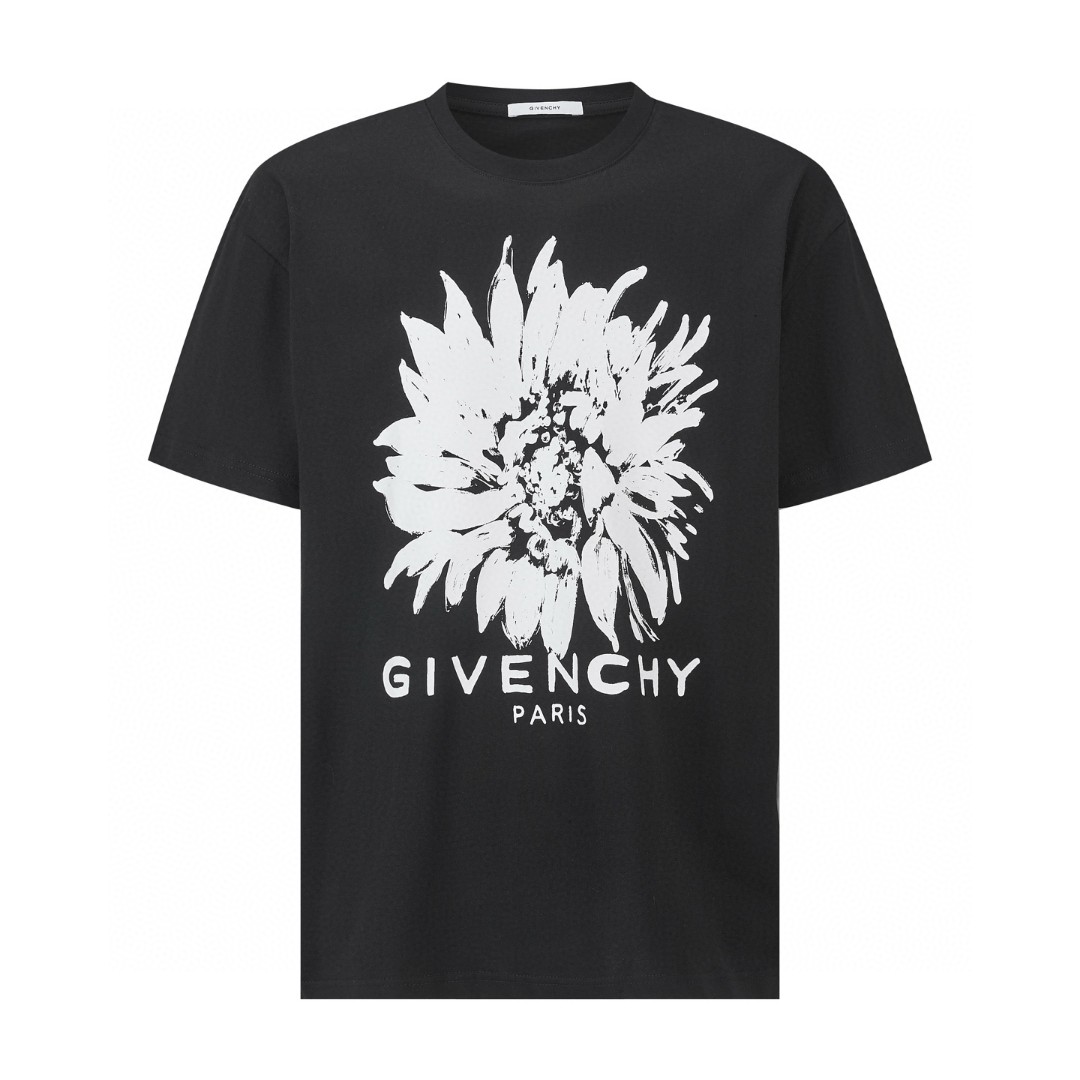 Givenchy 纪梵希 向日葵印花标识圆领短袖 T恤  夏款 男女同款 黑色 A0 BM71NK3YUF-001