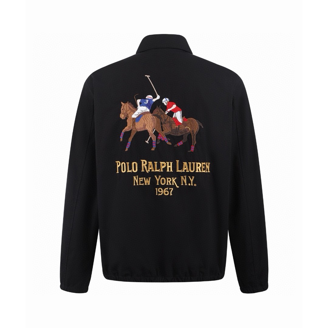Ralph Lauren 拉夫劳伦 府绸马标拉链夹克 外套 长袖 黑色 B5 710P02691-001