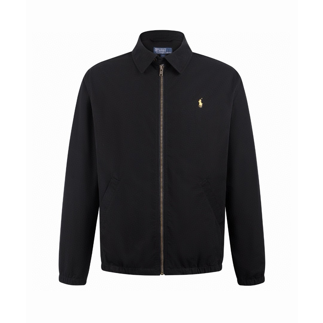 Ralph Lauren 拉夫劳伦 府绸马标拉链夹克 外套 长袖 黑色 B5 710P02691-001