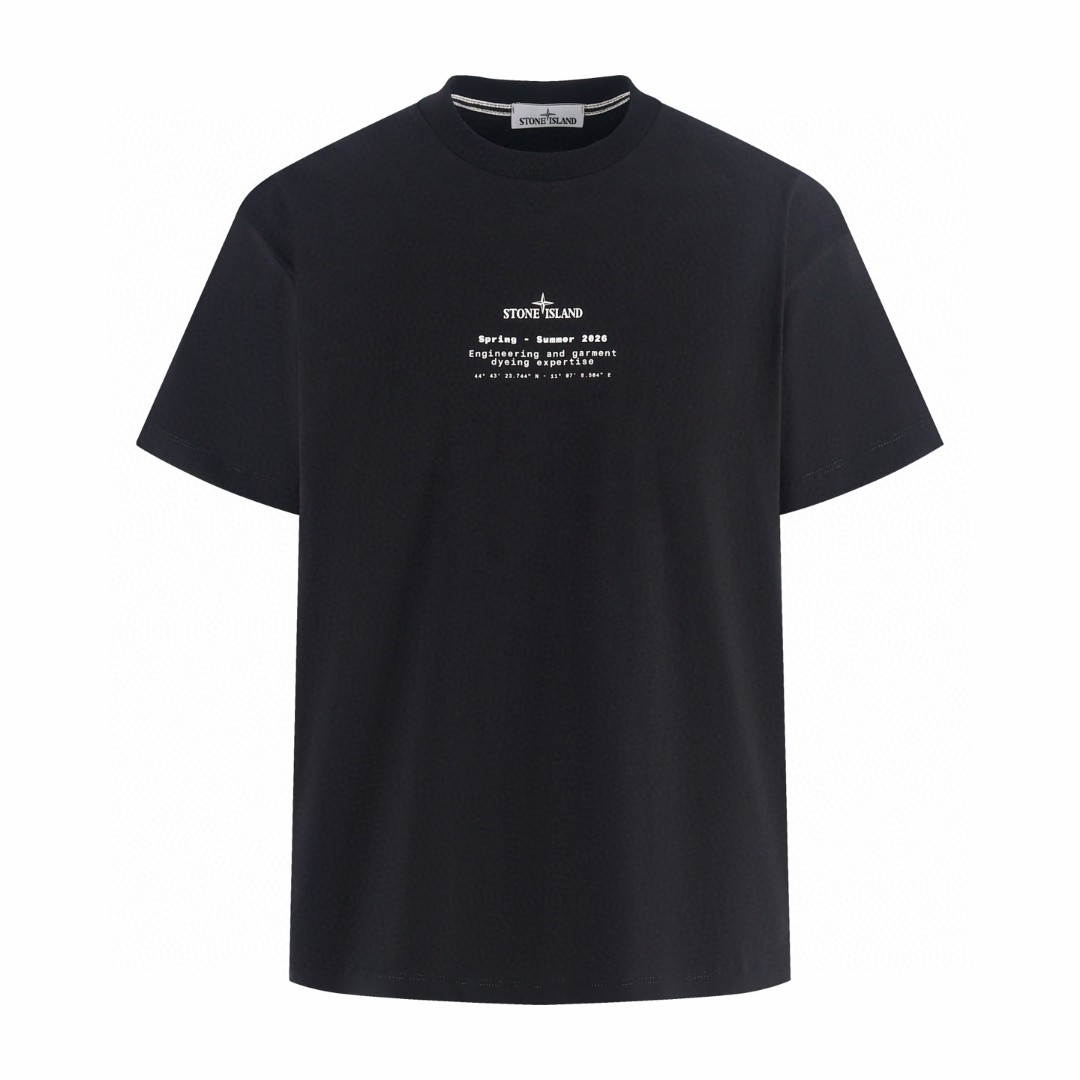STONE ISLAND 石头岛 徽章印花圆领短袖 T恤 夏款 米杏色 黑色 A0 L1S152100001S0285-V0029