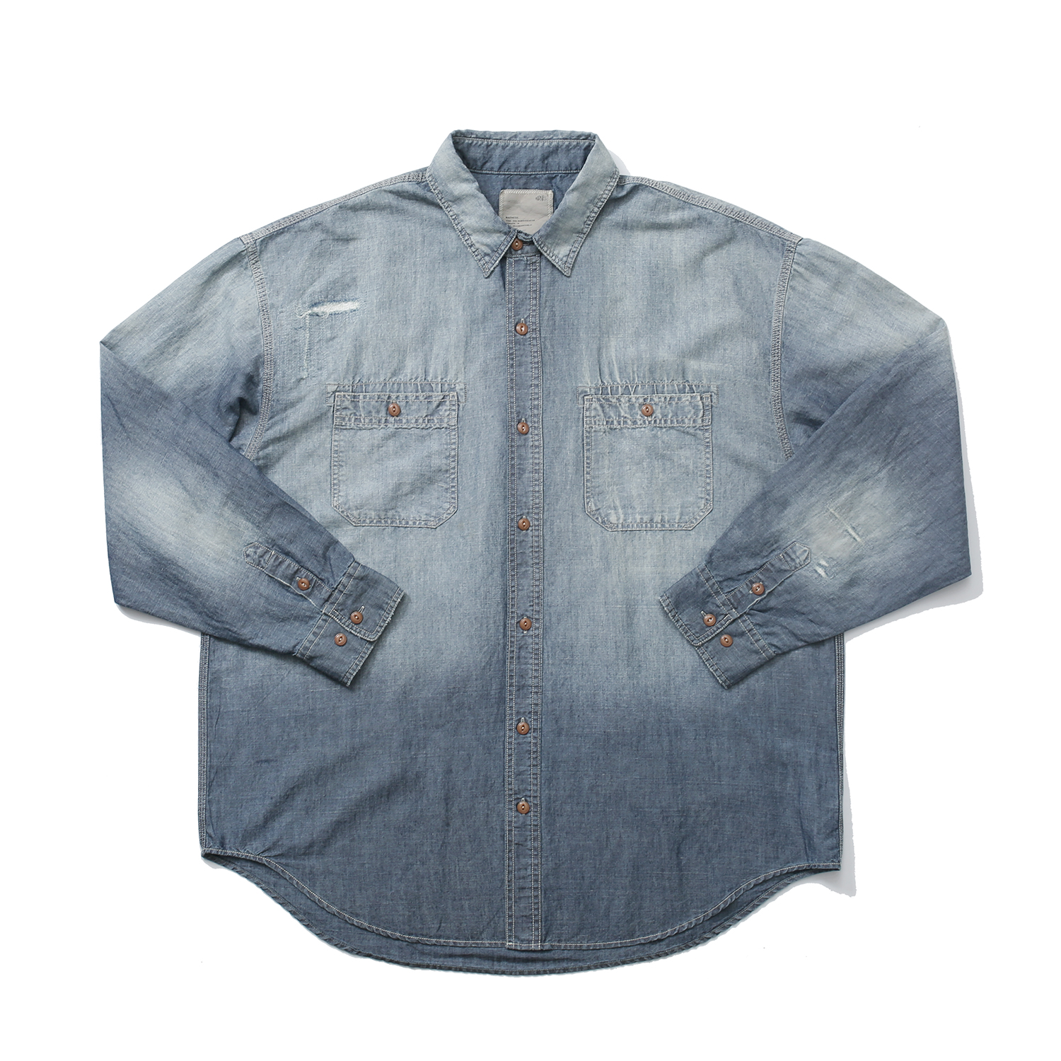 672#MADNESS 做旧破洞牛仔衬衫 外套 长袖 秋冬季 休闲 男女同款 蓝色