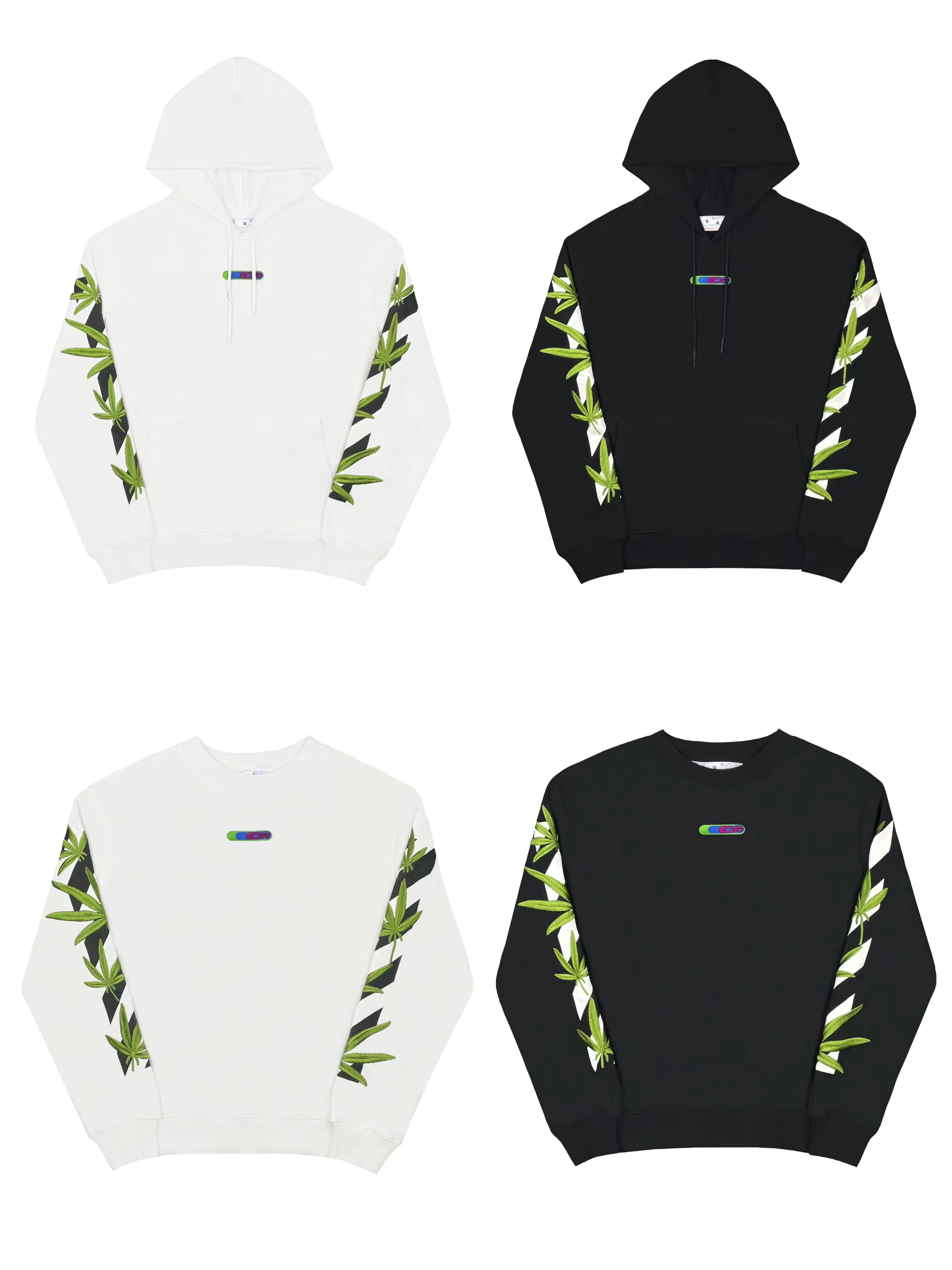  OFF-White OW  微标 印花  运动 长袖 连帽 外套夹克 秋冬季 拉链 卫衣 黑色  白色