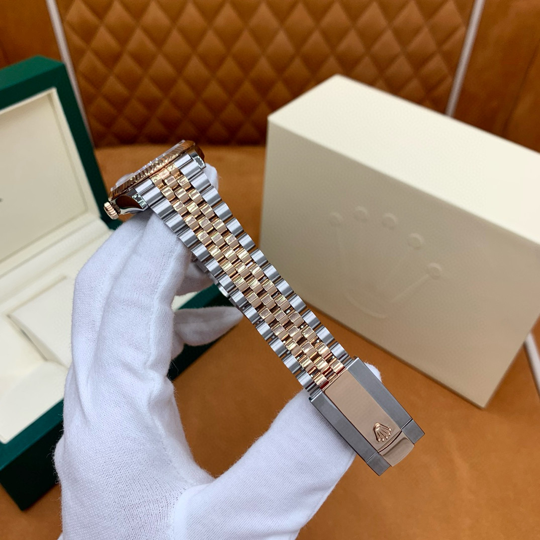 36 ROLEX 勞力士 日志型系列  自動機械機芯100米防水 男女表 36mm 蚝式鋼表殼 蚝式鋼表帶 间金灰盘 玫瑰金  M126231-0029