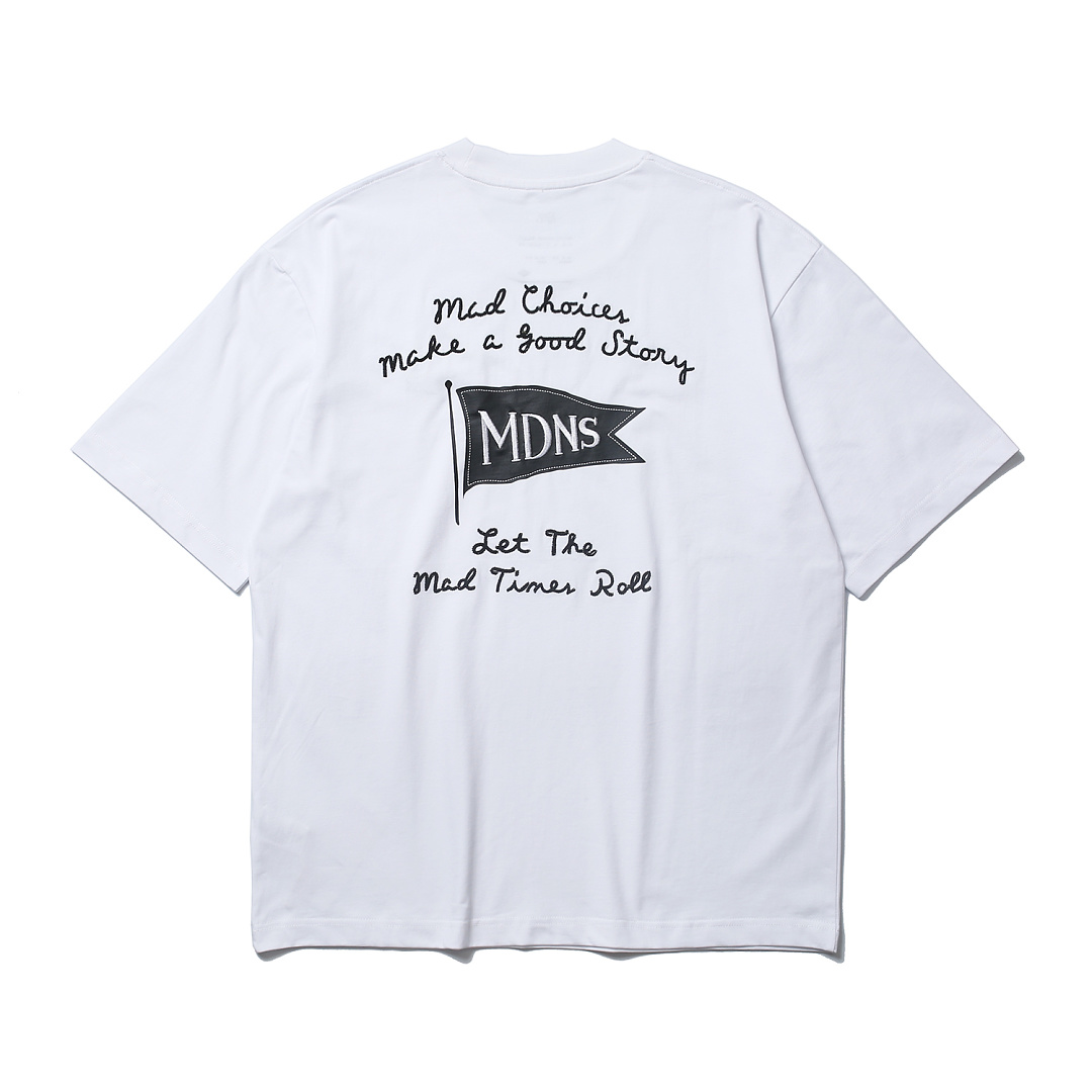 156# MADNESS 刺绣字母印花圆领T恤 短袖 男女同款 夏款 蓝色 白色 A0